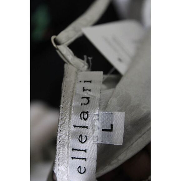 Ellelauri Women's Scoop Neck Spaghetti Straps Silk Blouse Silver Size L - Picture 4 of 5